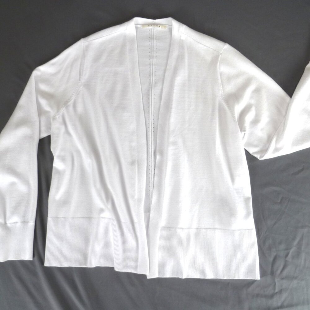 Cyrus Cardigan Sweater Womens L White Knit Long Sleeve Open Front